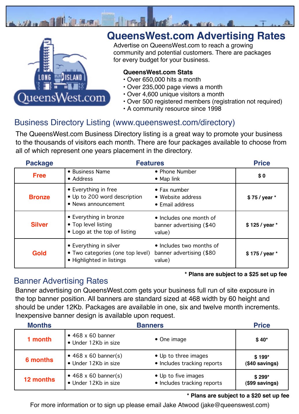 QueensWest.com rate sheet 2004
