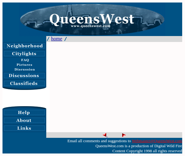 Rendering of the original 1998 QueensWest.com page template